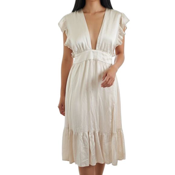 Stillwater Silk Dress Ecru Women's Size Large - Picture 1 of 7